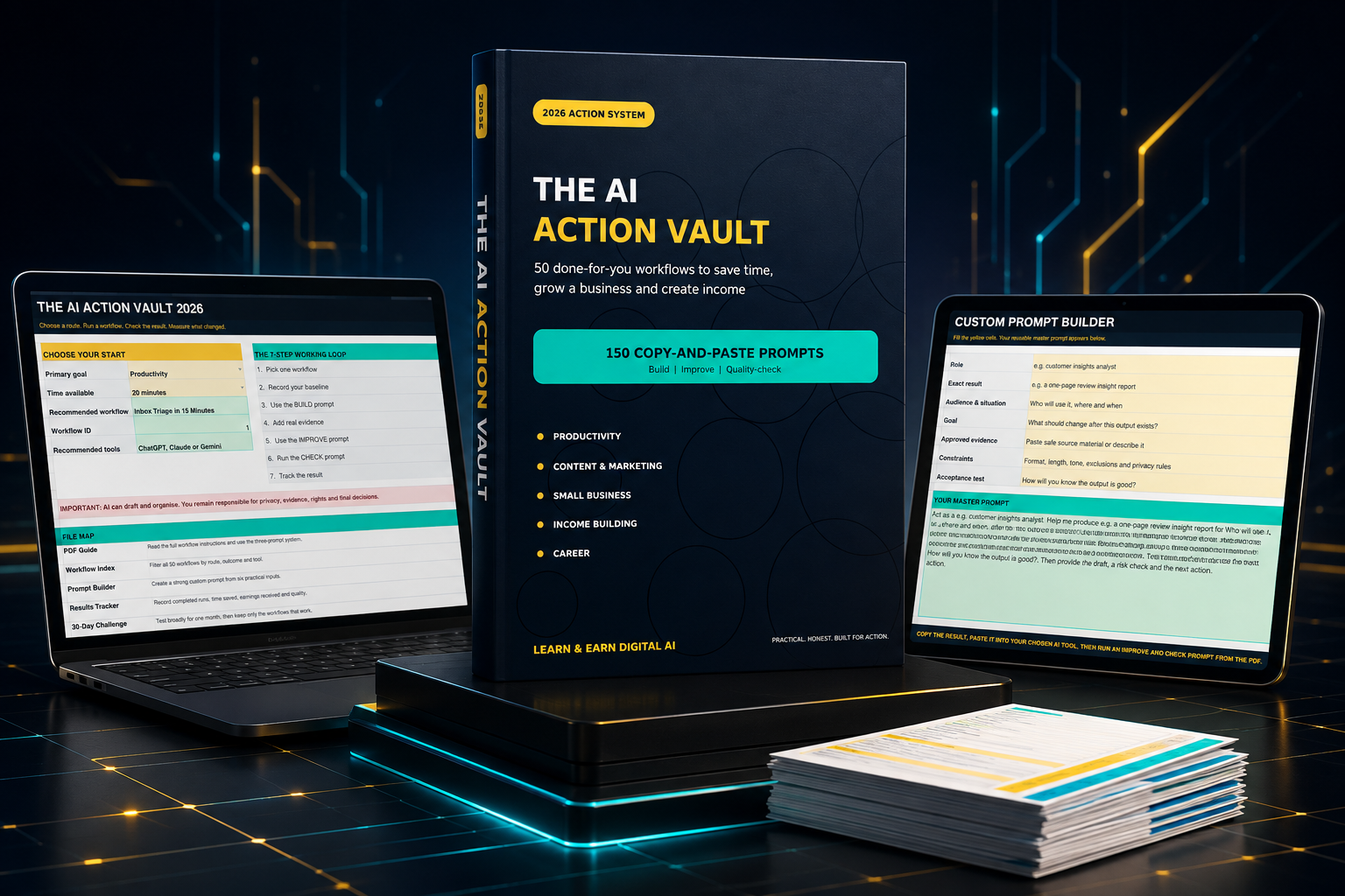 The AI Action Vault 2026 guide and interactive workbook bundle